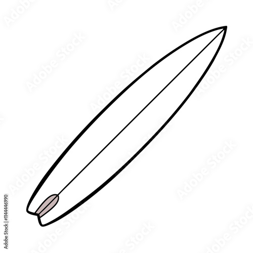 Surfboard Line Art on White Background 