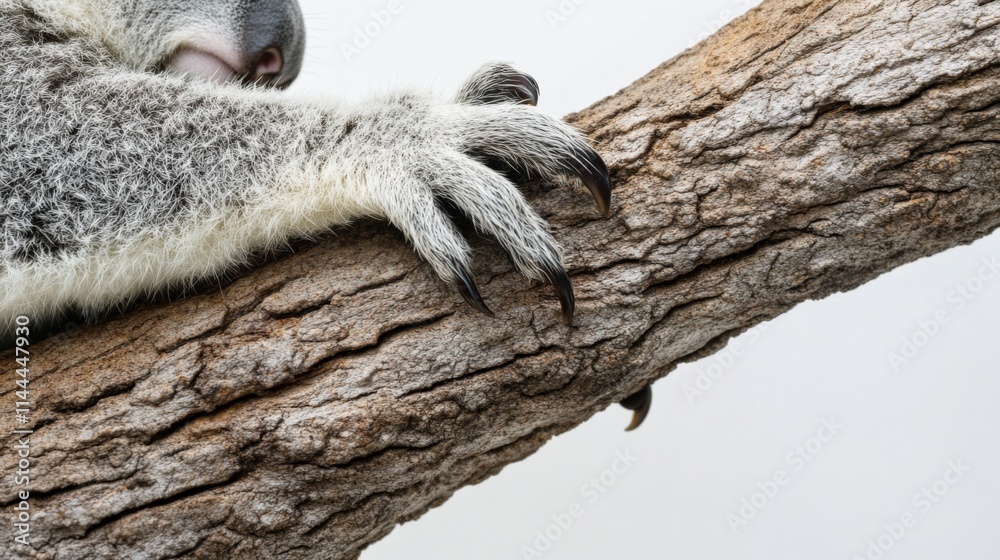 Fototapeta premium close up of a koala clinging to a tree branch