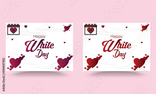 White Day Sale Vector design. Realistic hearts frame on white pattern background.