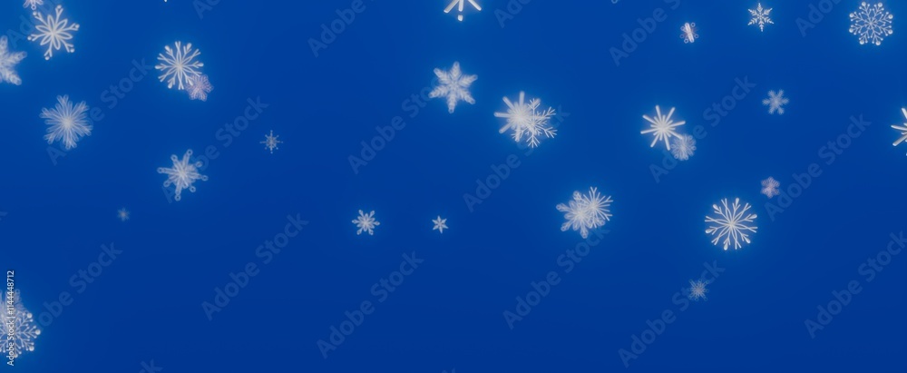 White Snowflakes Falling on Blue Background White Snowflakes Falling on Blue Background