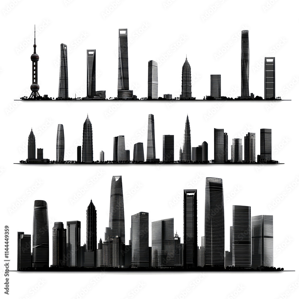 Three skylines of skyscrapers. Three skylines of skyscrapers.