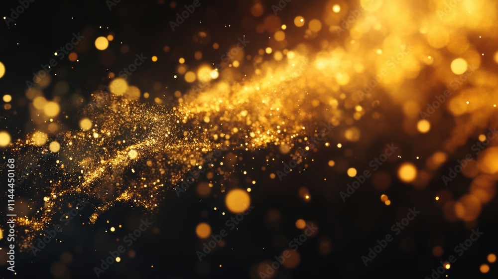 Stream of gold glitter is falling from the sky. The glitter is scattered all over the image, creating a sense of movement and energy. The gold color of the glitter adds a warm Stream of gold glitter is falling from the sky. The glitter is scattered all over the image, creating a sense of movement and energy. The gold color of the glitter adds a warm