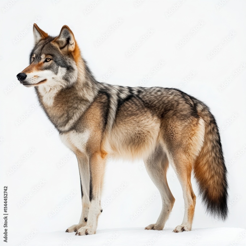 Gray wolf standing in snow Gray wolf standing in snow