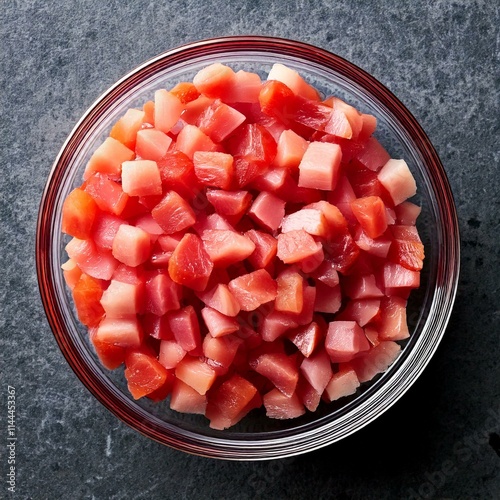 Obraz na płótnie diced bacon bits in a glass bowl w salonie