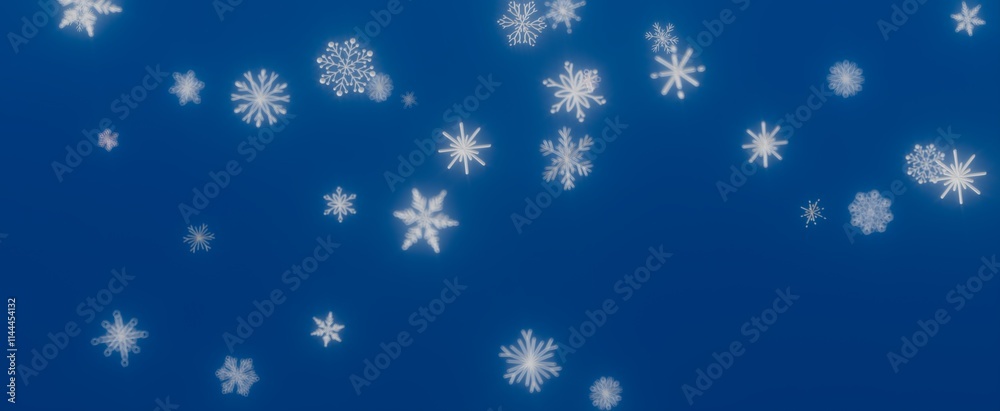 White Snowflakes Falling on Blue Background White Snowflakes Falling on Blue Background