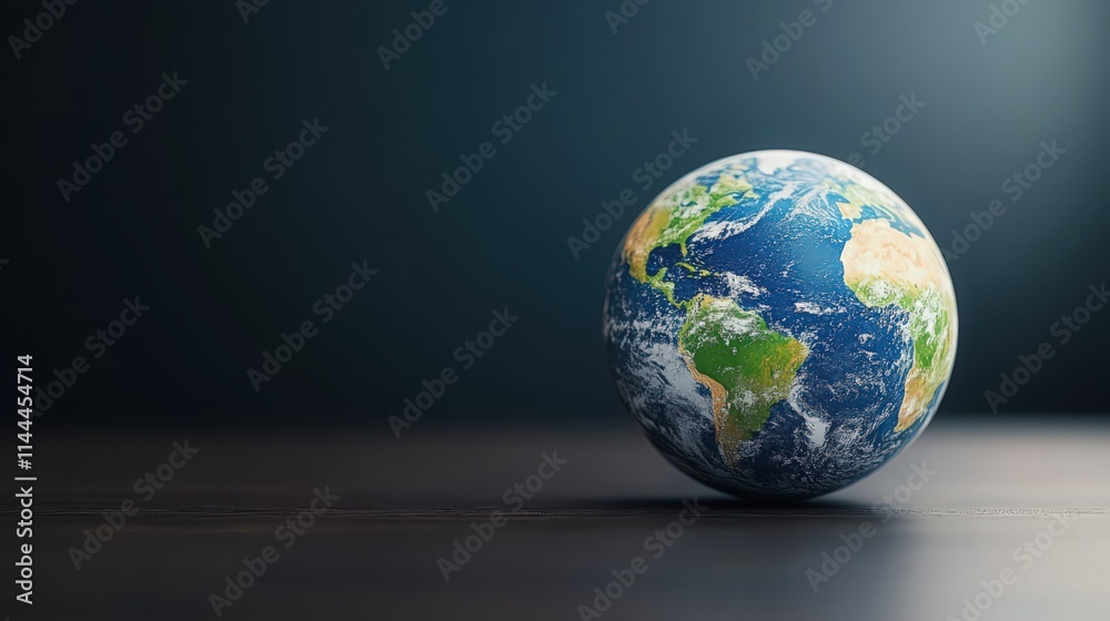 Fototapeta premium A small globe sits on a wooden table