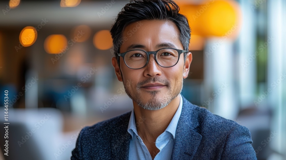 Fototapeta premium Professional Man with Glasses in Modern Office Environment