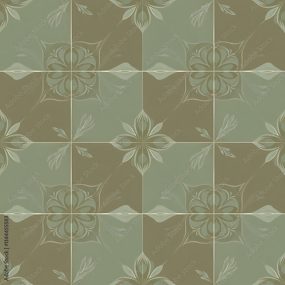 Earthy Elegance: Olive Green and Brown Tile Pattern Earthy Elegance: Olive Green and Brown Tile Pattern