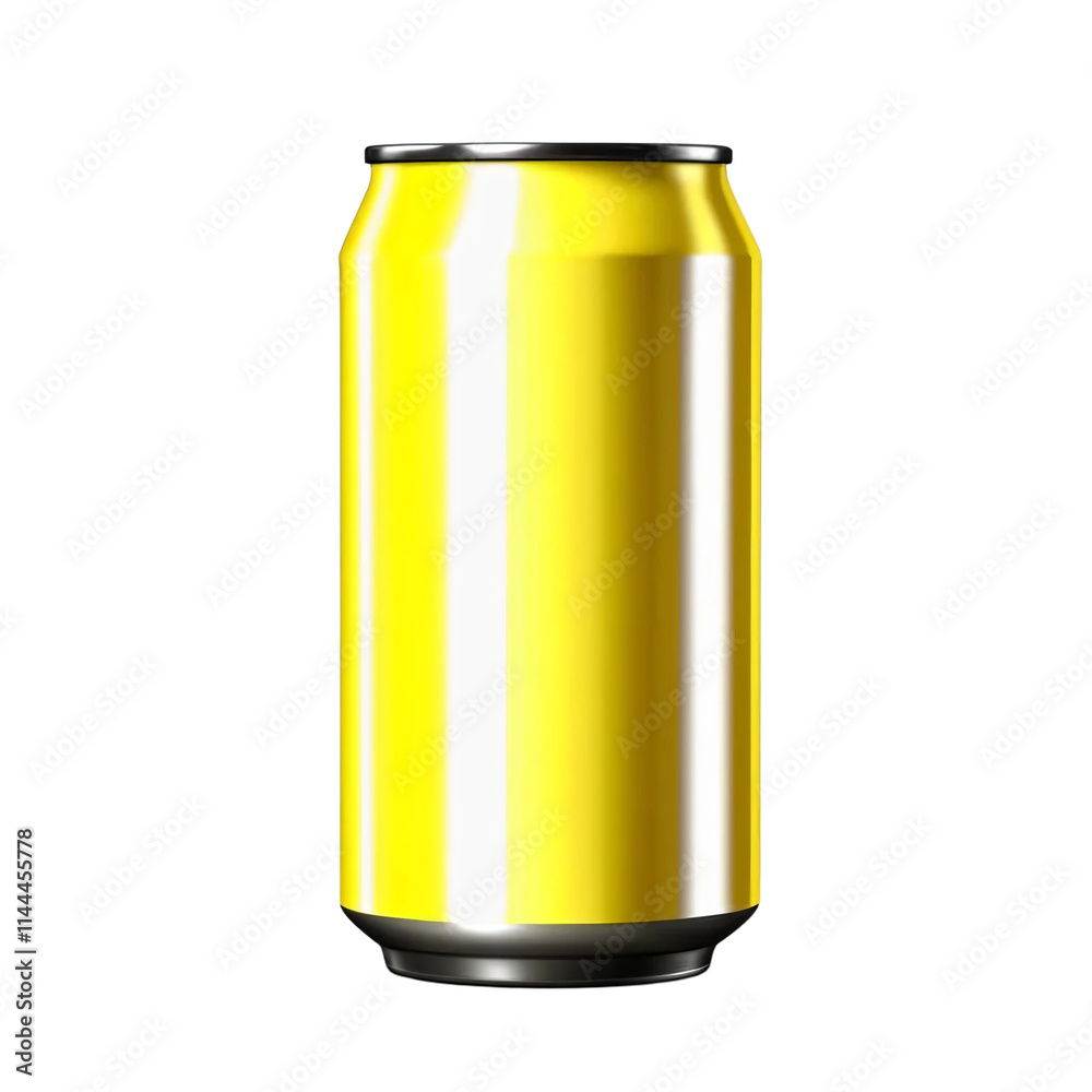 Fototapeta premium Yellow aluminum soda can isolated on white and transparent background.