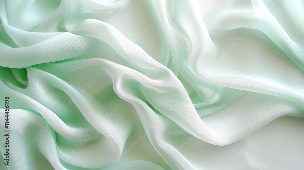 Fototapeta premium Translucent waves: Semi-transparent fabric in aquamarine hues rippling under a directional spotlight, soft shadow diffusion