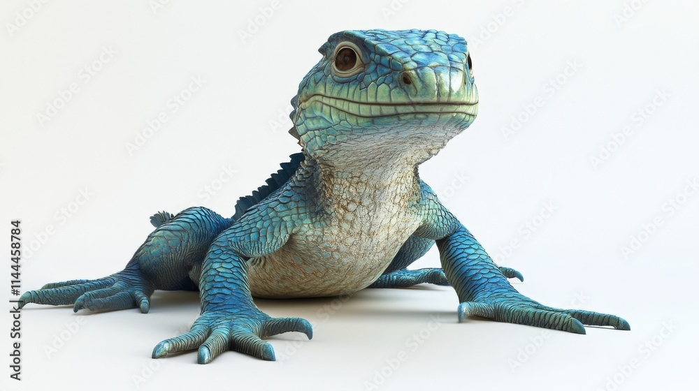 Obraz premium A blue lizard on a white background