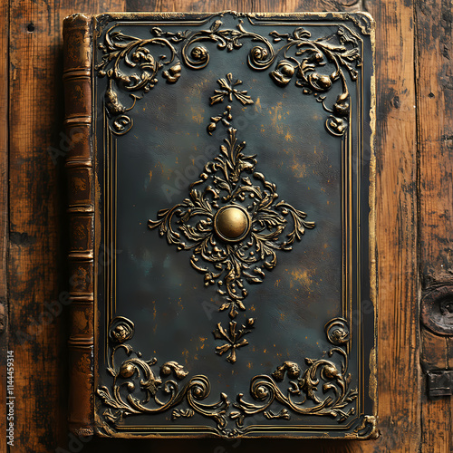 Vintage brown and gold book cover filled with chubby chic, suitable as a background image