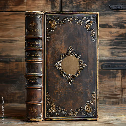 Vintage brown and gold book cover filled with chubby chic, suitable as a background image