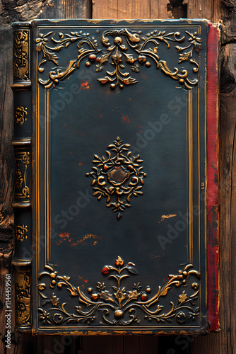 Vintage brown and gold book cover filled with chubby chic, suitable as a background image