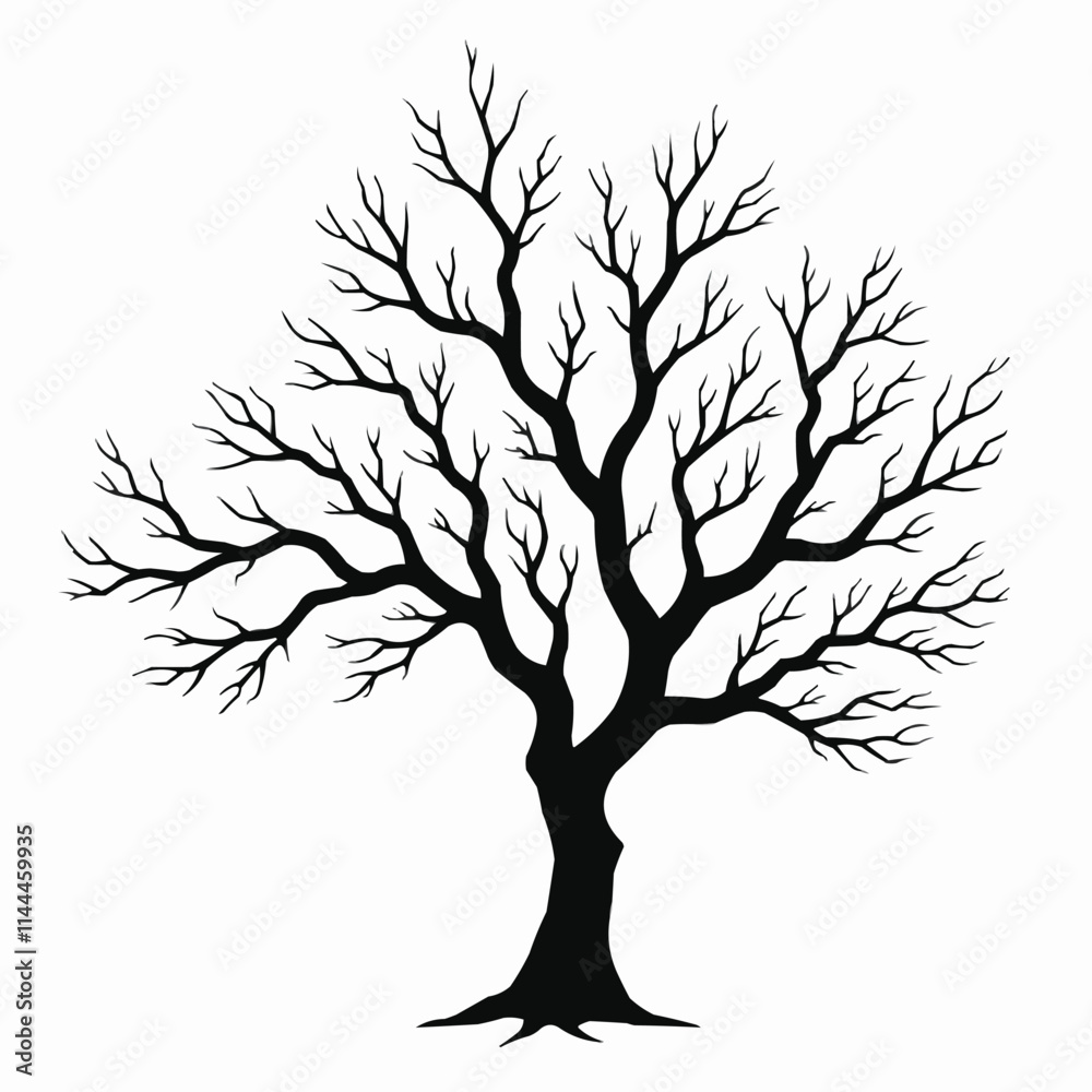 Obraz premium Tree silhouettes in black on white background