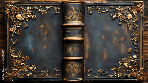 Vintage brown and gold book cover filled with chubby chic, suitable as a background image