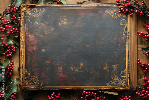 Vintage brown and gold book cover filled with chubby chic, suitable as a background image