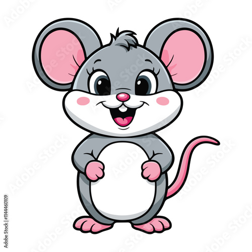 Vector illustration of a cute cartoon mouse