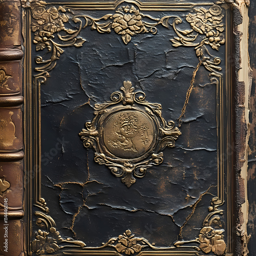 Vintage brown and gold book cover filled with chubby chic, suitable as a background image