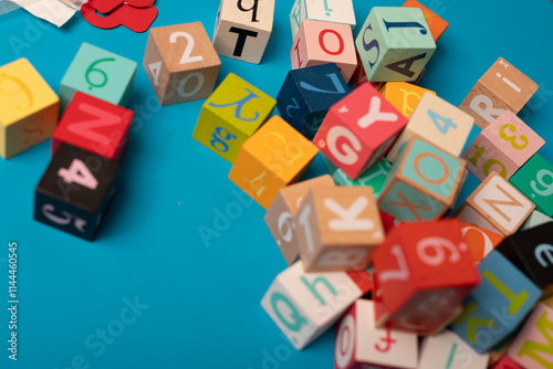 Colorful wooden blocks with...