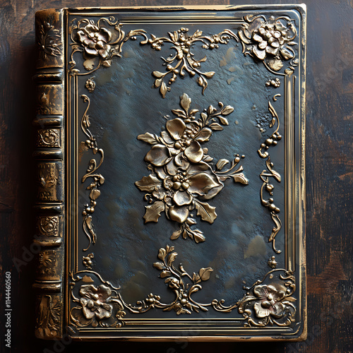 Vintage brown and gold book cover filled with chubby chic, suitable as a background image