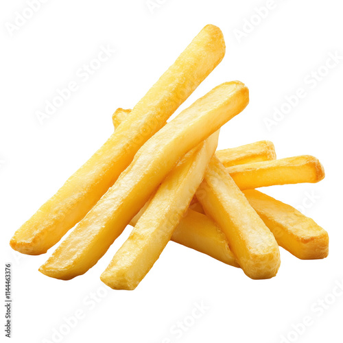 French fries isolated on white and transparent background