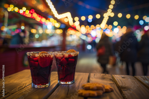 Two Glasses of Hot Mulled Spicy Wine with Cookies: A Cozy Winter Treat photo