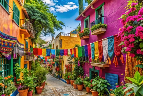 Vibrant Mexican Fiesta: Colorful Backgrounds, Authentic Culture,  Traditional Patterns, Rich Hues, Festive Decor