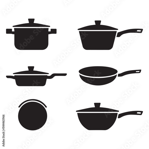 Pans pots and saucepans isolated on white background Vector