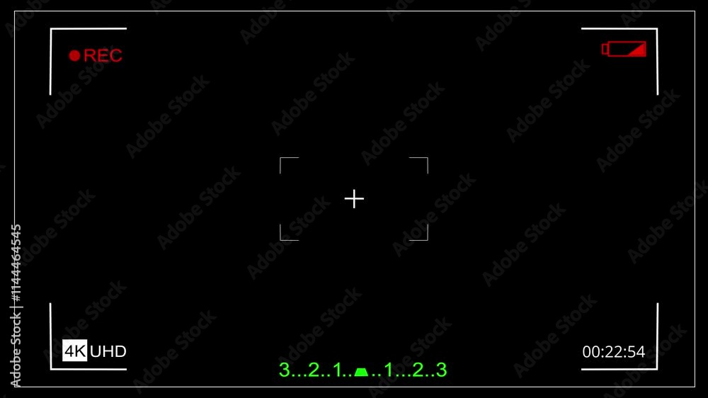 Camera Recording Screen Overlay Surveillance CCTV monitoring screen Alpha Channel. Rec Camera Viewfinder Timer Focus Exposure Settings - Camcorder Video Camera Interface Display CCTV User interface