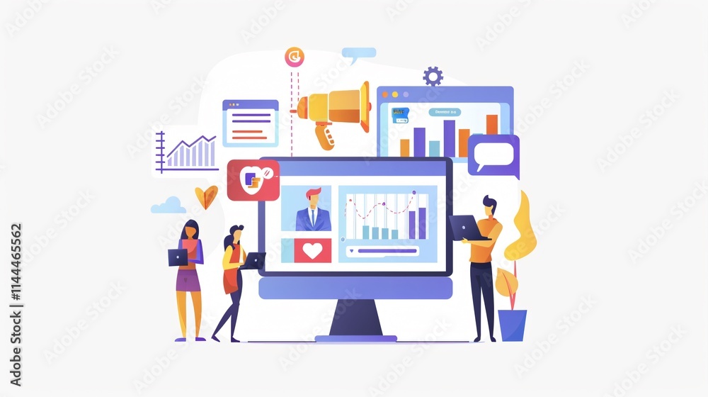 Modern Viral Marketing Trends Analysis in Business Advertising Image