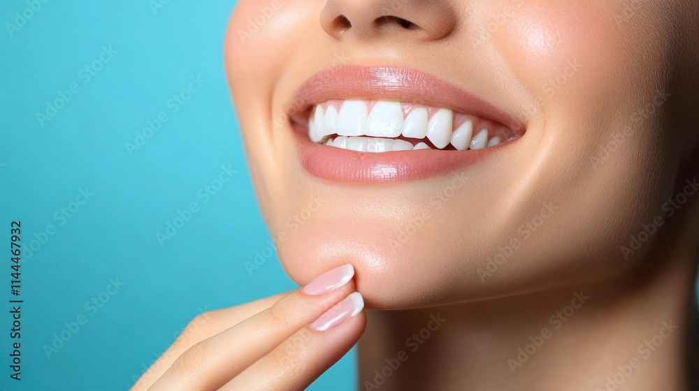 Obraz premium Beautiful Smiling Woman with Radiant Teeth and Flawless Skin