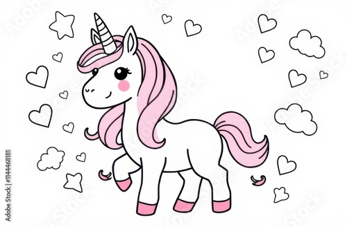 A Simple Cute Cartoon Unicorn At 19-12-2024 photo