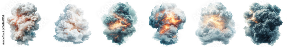 Realistic explosion smoke clouds with fire animation isolated on transparent background for creative projects Realistic explosion smoke clouds with fire animation isolated on transparent background for creative projects
