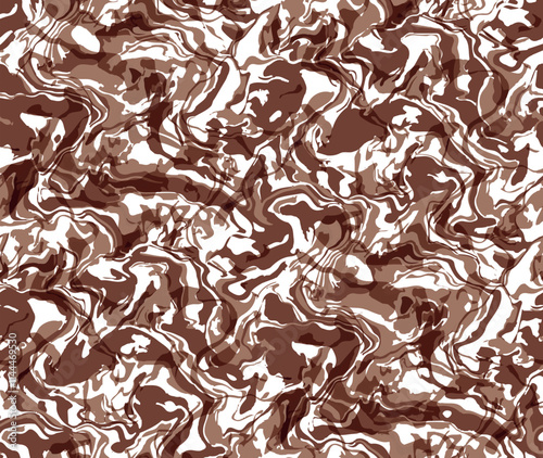 Seamless mocha mousse color liquid marbling vector pattern