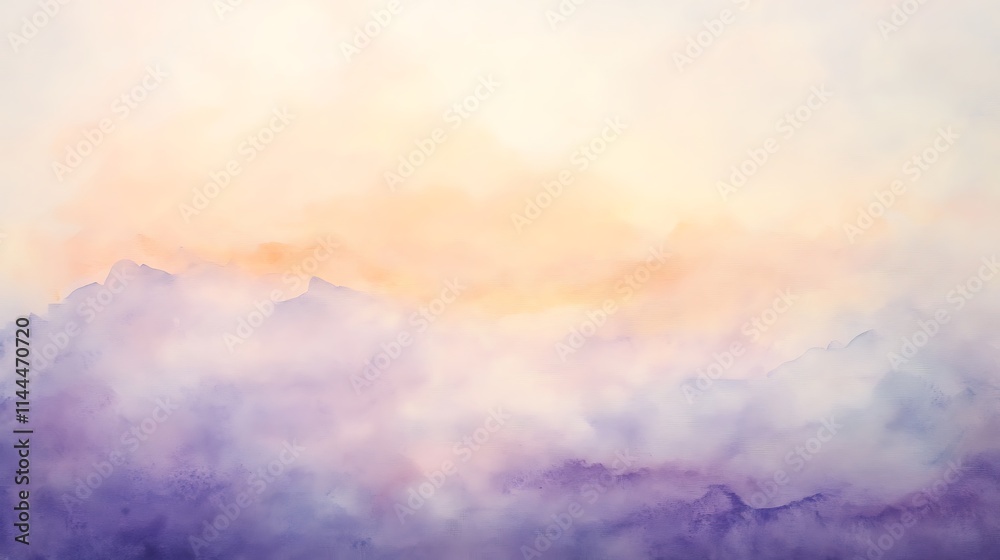 Fototapeta premium A light watercolor background in soft shades of lavender and peach, with subtle blending and brush strokes creating a dreamy effect.