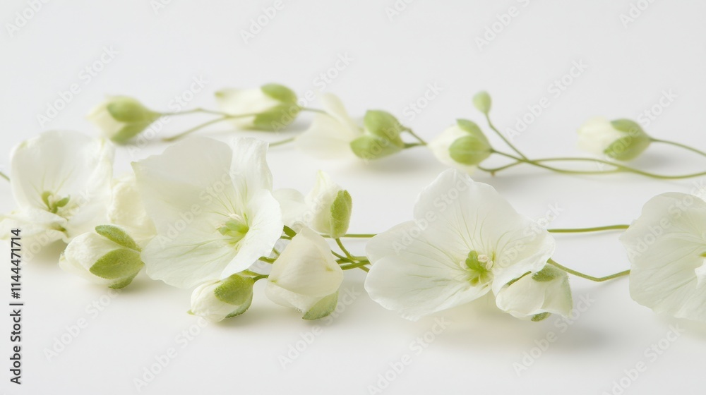 Fototapeta premium white flowers and buds on a white surface
