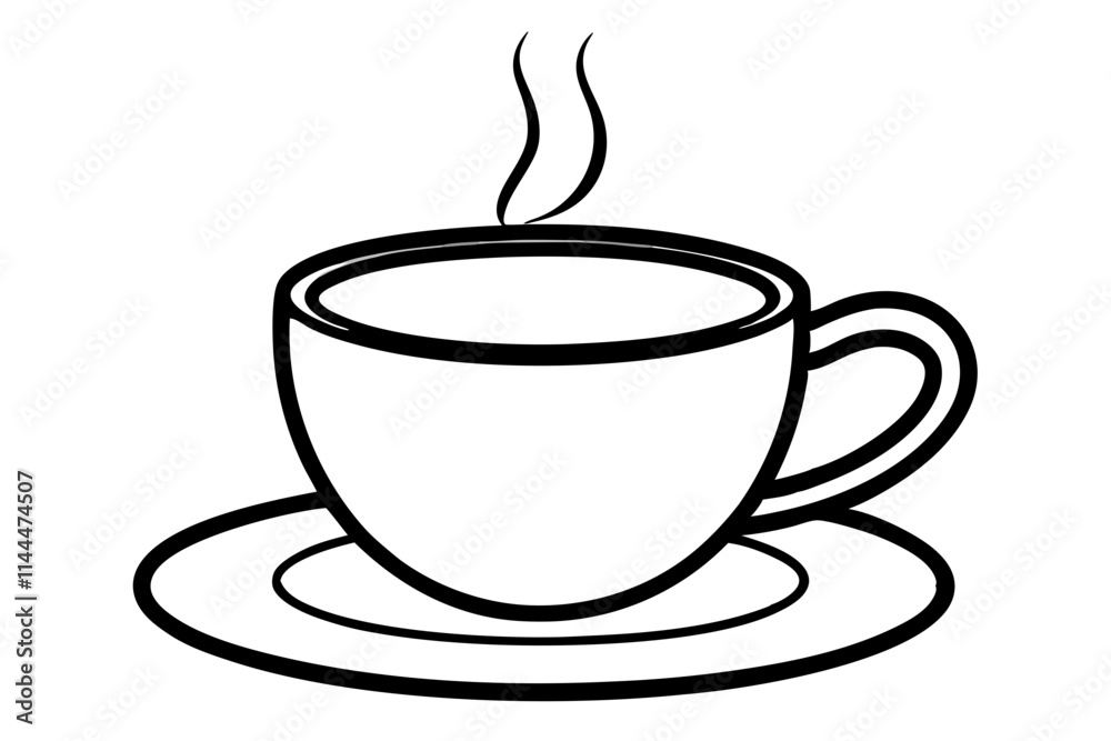 Minimalist Coffee Cup Line Art Vector Illustration for Print & Web Minimalist Coffee Cup Line Art Vector Illustration for Print & Web
