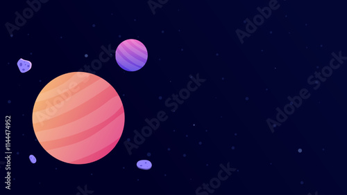 Space exploration animation concept. Outer space science. Universe and galaxy illustration.