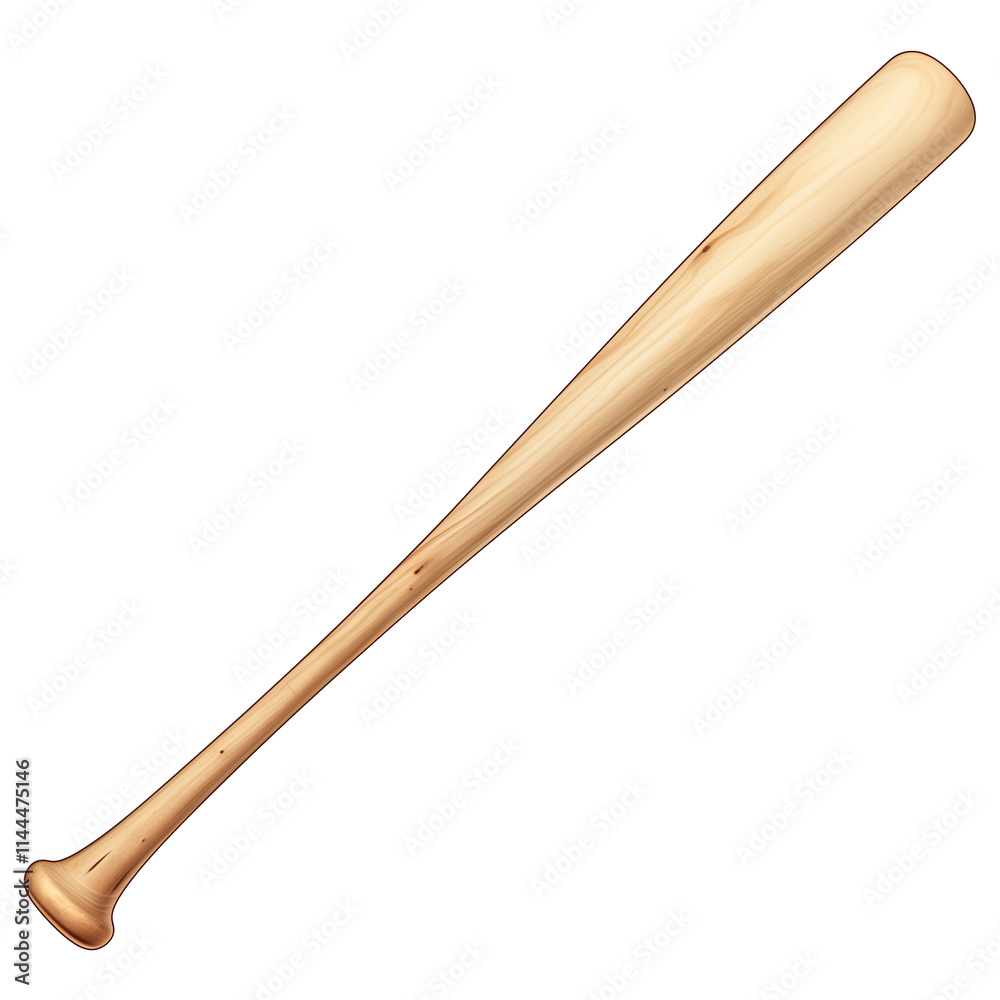 wooden baseball bat isolated on transparency background, showcasing its smooth texture and natural wood grain, ideal for sports or recreational use wooden baseball bat isolated on transparency background, showcasing its smooth texture and natural wood grain, ideal for sports or recreational use