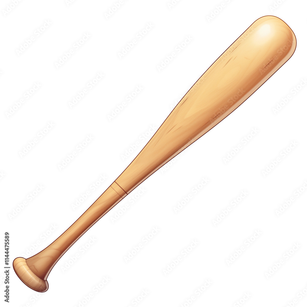wooden baseball bat isolated on transparency background, showcasing its smooth texture and natural wood grain. Perfect for sports, recreation, or design purposes