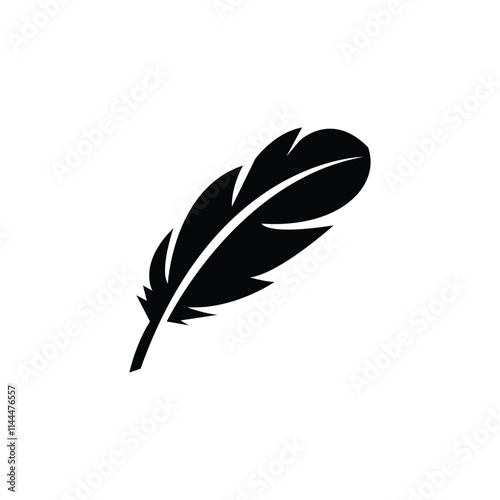 Creative feather silhouette icon vector art illustration.