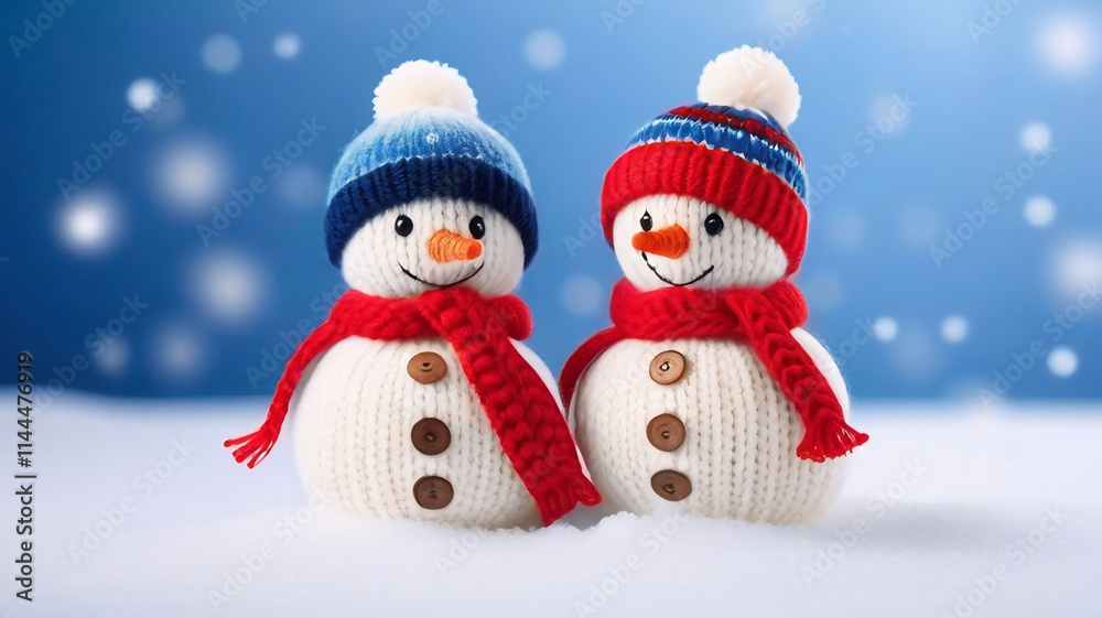 Christmas snowman and romantic winter scene Christmas snowman and romantic winter scene