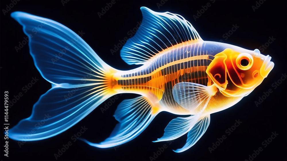Transparent glass fish on black background Transparent glass fish on black background