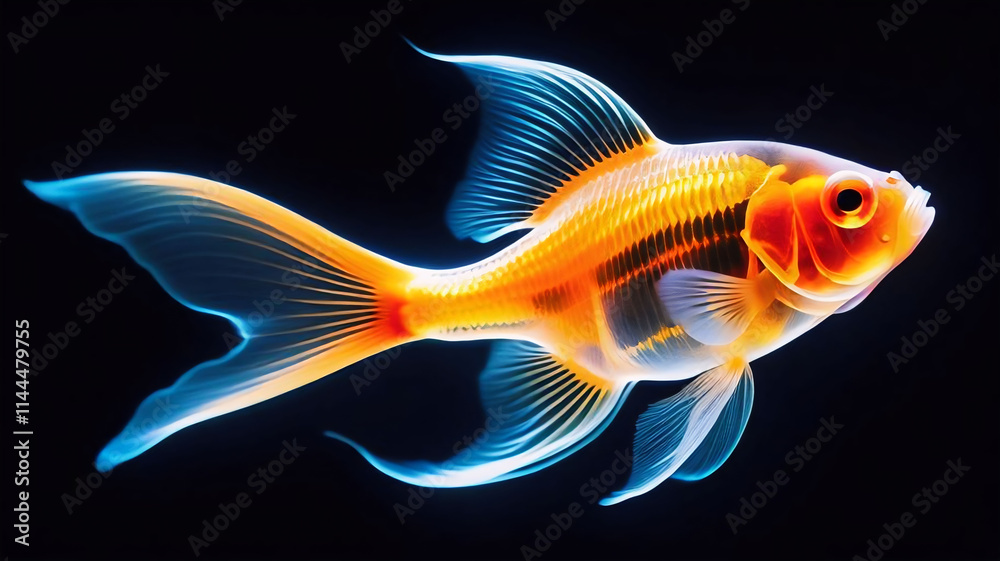 Transparent glass fish on black background Transparent glass fish on black background