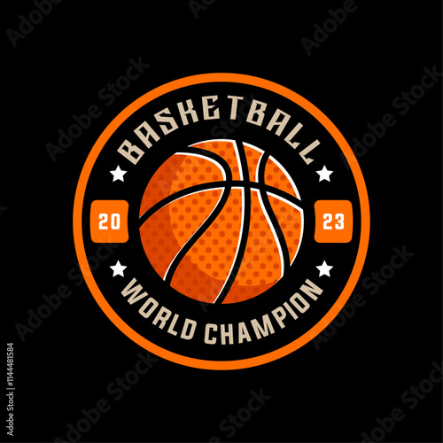 Basketball vintage logo vector isolated. Basketball logo with shield background vector design