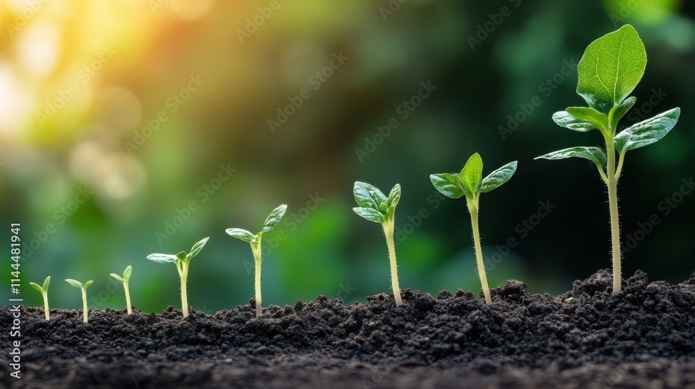 Seedlings Growing in Soil Under Bright Natural Light Seedlings Growing in Soil Under Bright Natural Light