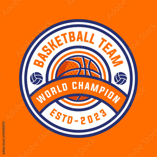 Basketball vintage logo vector isolated. Basketball logo with shield background vector design