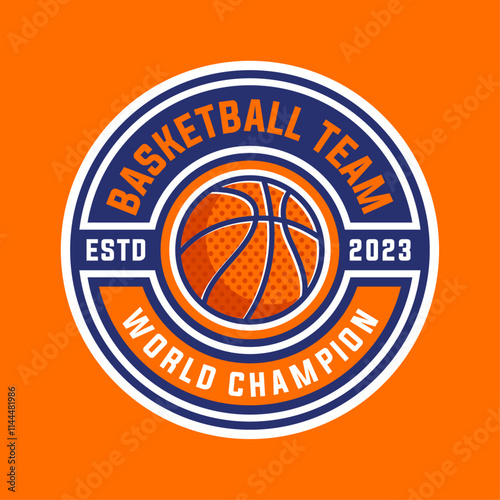 Basketball vintage logo vector isolated. Basketball logo with shield background vector design