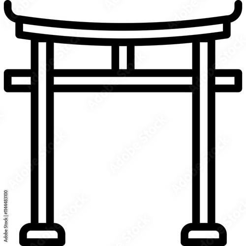 kuil shinto monument icon style outline